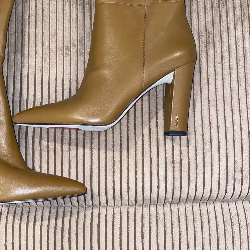 SAM EDELMAN RAAKEL CHOCOLATE LEATHER TALL BOOTS 8.5M BRAND NEW. no box - Picture 3 of 13